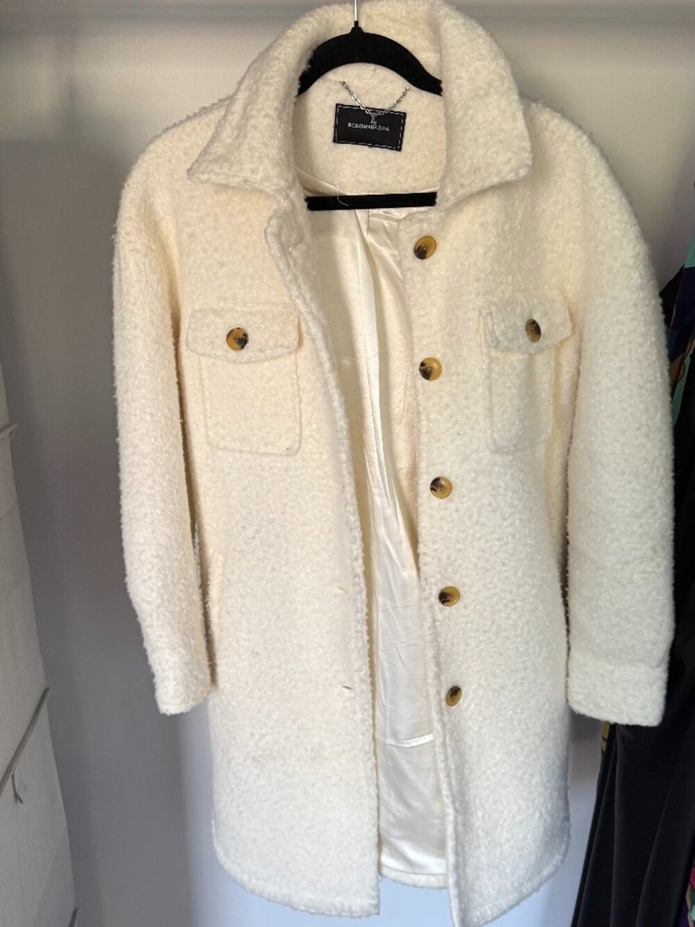 BCBG cream teddy bear coat
